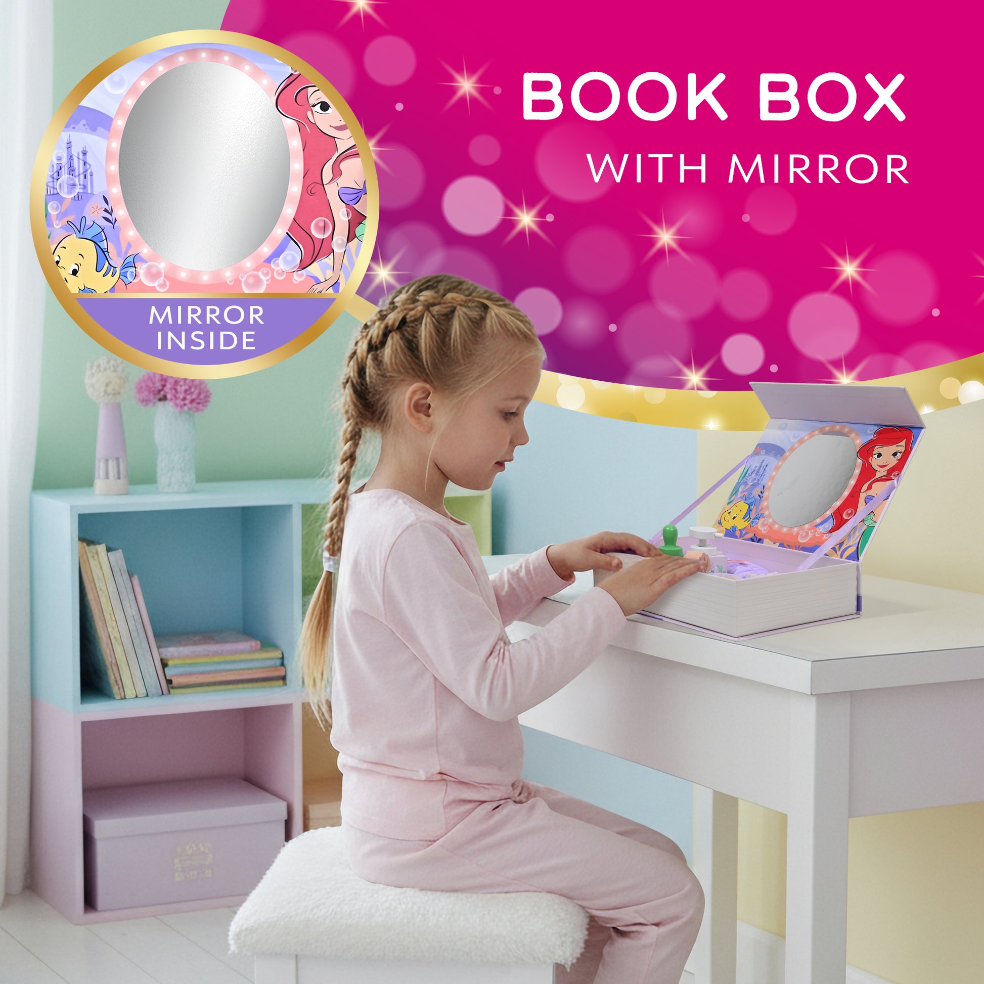 Kids Disney Princess storybook play set — open book box with princess figures