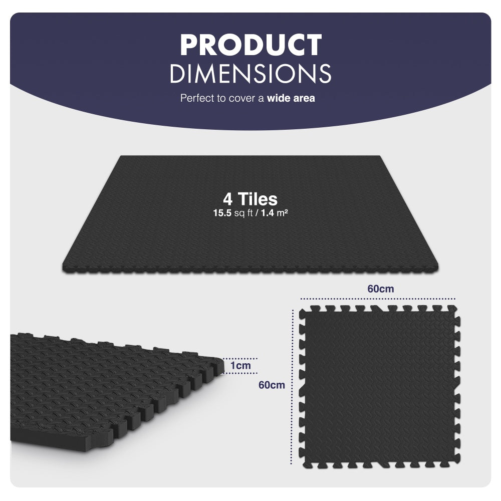 Top-Selling KAYMAN Interlocking Gym Floor Mats – Nonslip EVA Foam Exercise Tiles for Home Workouts, Studio, Weights, Yoga (60x60cm)