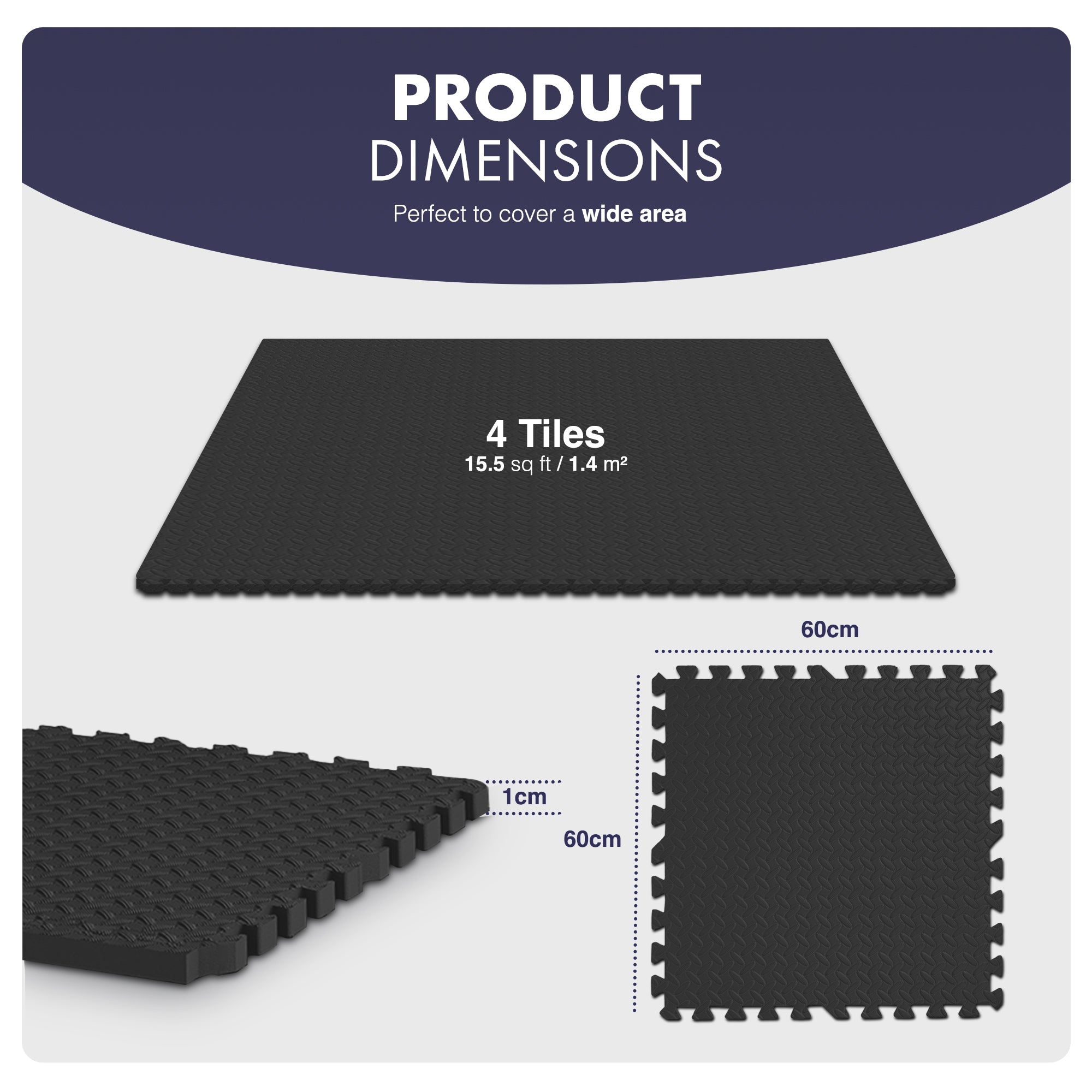 Kayman Gym Floor Mats 60x60cm - Interlocking EVA | Keplin