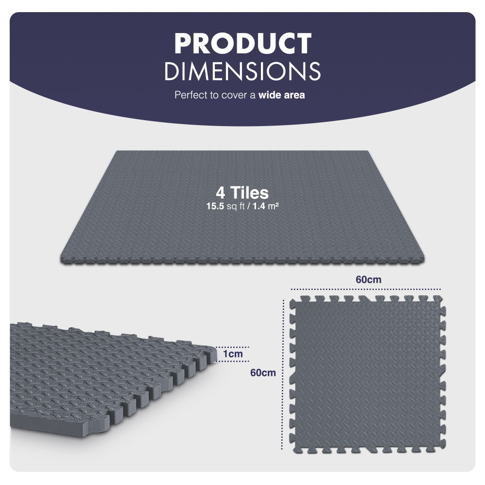 Top-Selling KAYMAN Interlocking Gym Floor Mats – Nonslip EVA Foam Exercise Tiles for Home Workouts, Studio, Weights, Yoga (60x60cm)