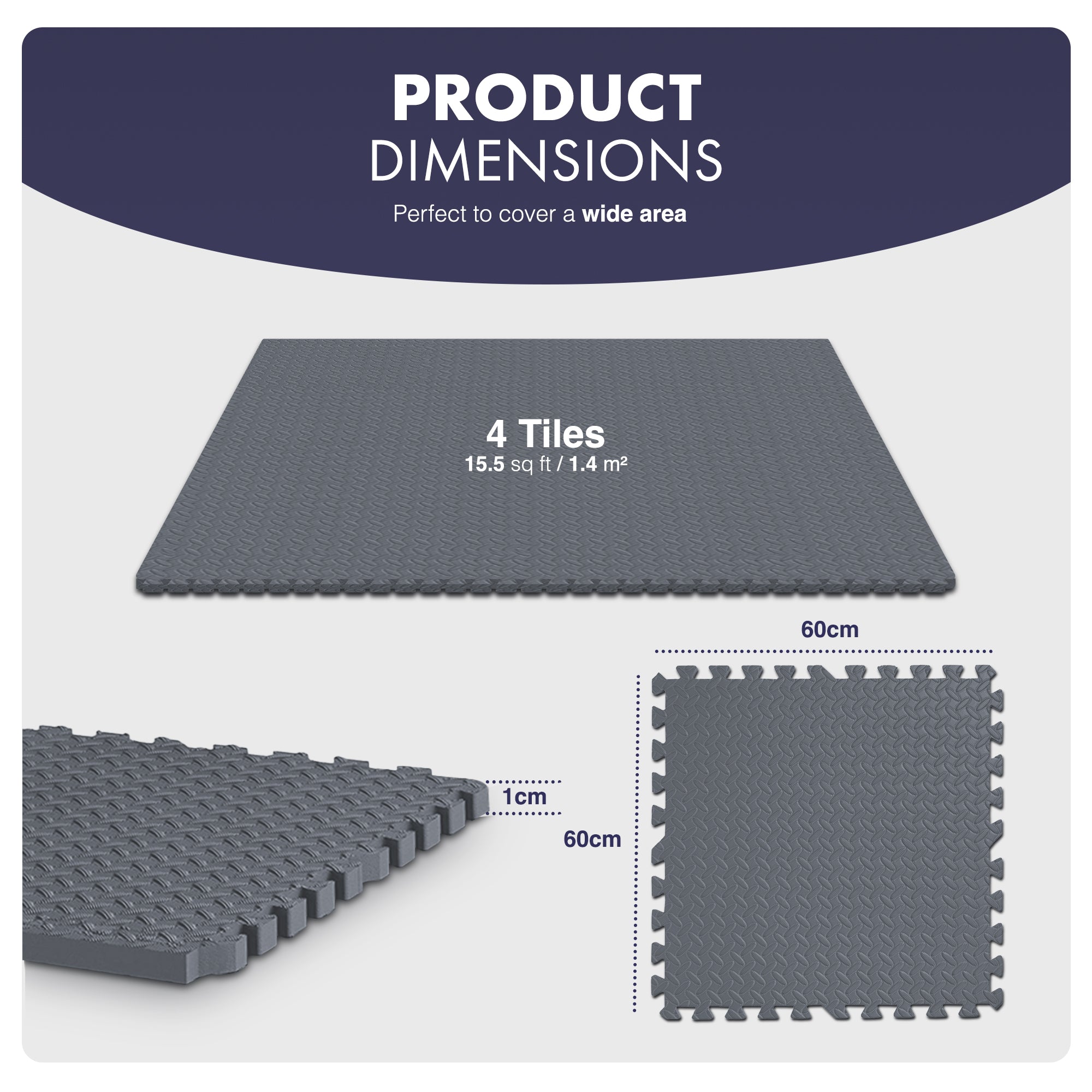 Top-Selling KAYMAN Interlocking Gym Floor Mats – Nonslip EVA Foam Exercise Tiles for Home Workouts, Studio, Weights, Yoga (60x60cm)