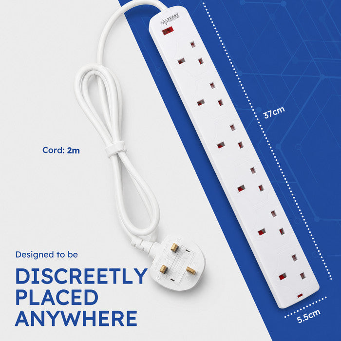 Desiretech 6 Gang Extension Lead, 1m