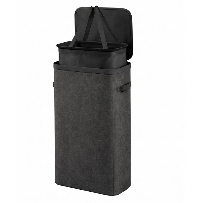 Collapsible Laundry Basket with Lid & Removable Liner