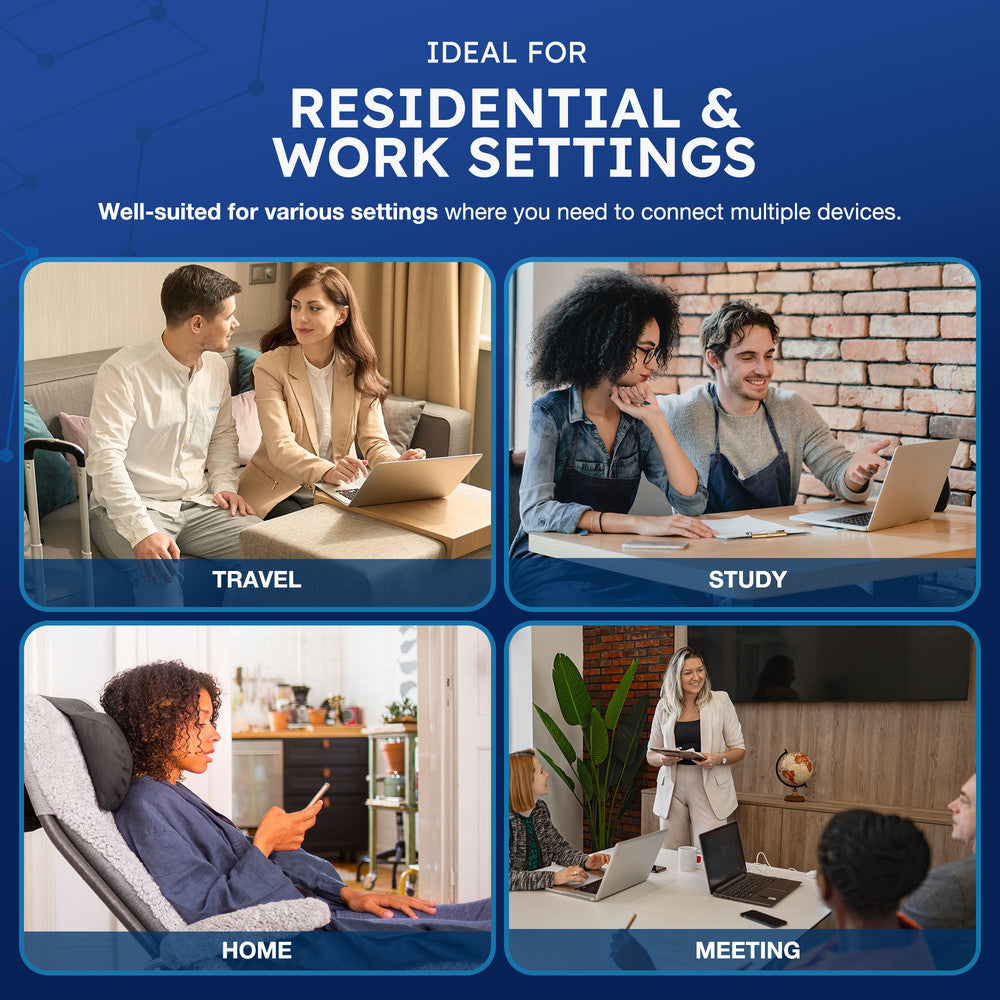 Desiretech 2 Way Adaptor – UK Double Plug Adapter with 13A Fuse – Compact Multi Plug Socket for Home & Office – Dual Extension Plug for Appliances, TV, PC, Kitchen & Lighting – White