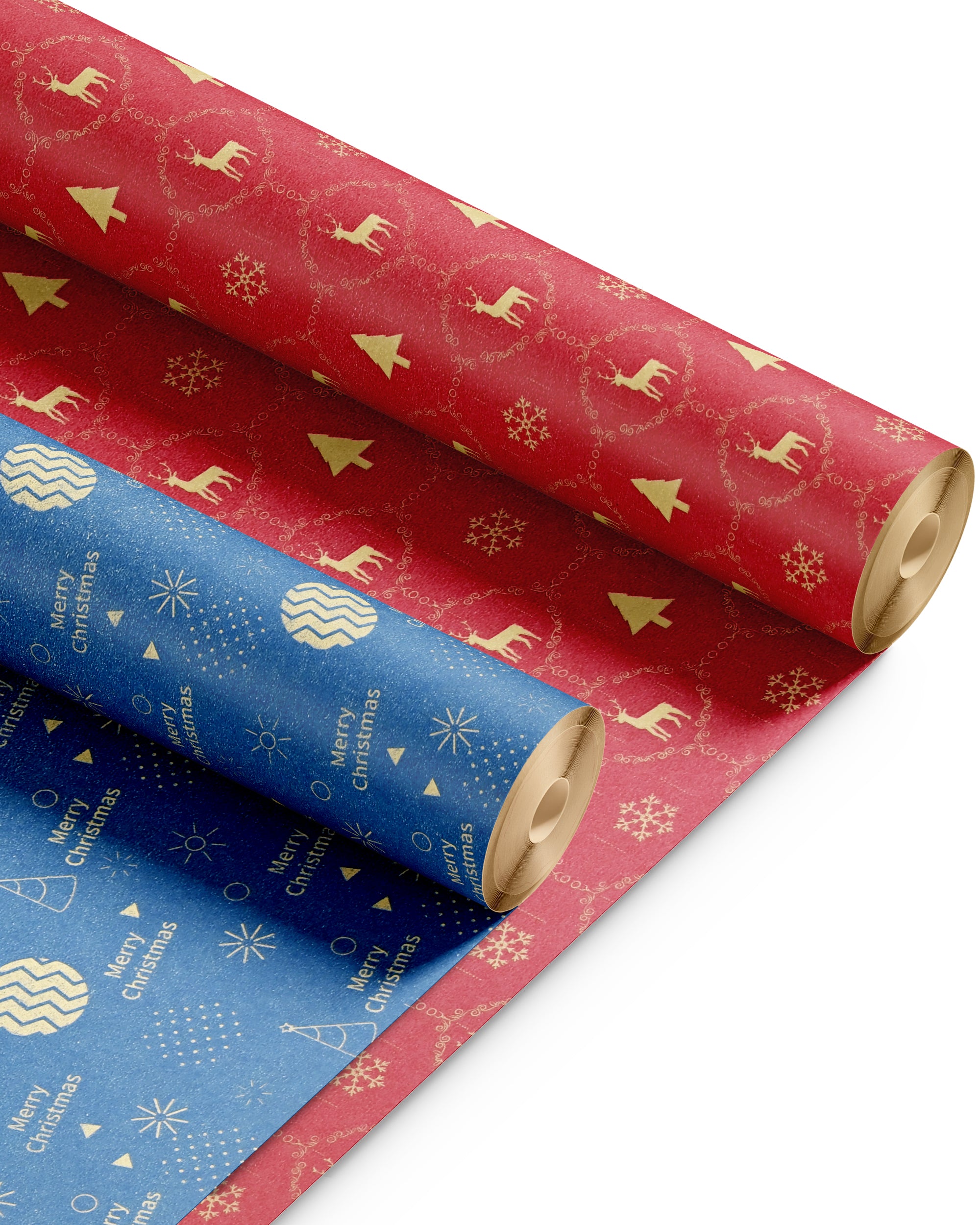 Kraft & Co 2 Pack Christmas Wrapping Paper Roll - Festive Designed Recyclable Kraft Paper, Perfect for Holiday Gifts, Arts & Crafts-Wrapping for a Merry Christmas (44.5cm x 25m)