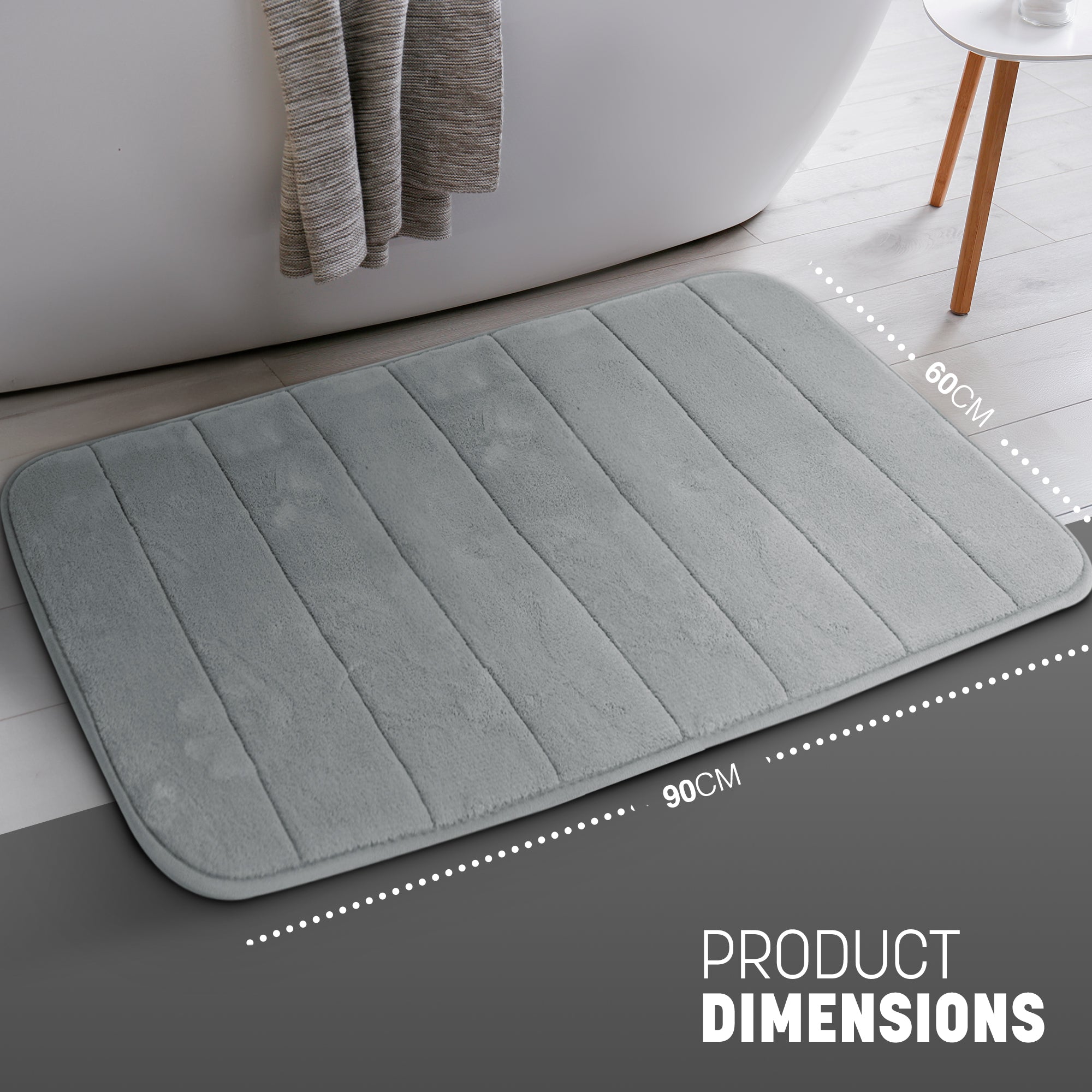 KEPLIN Ultra-Soft Memory Foam Bath Mat - Highly Absorbent, Non-Slip, Machine Washable Luxury for Bathroom Floors- 60x 90cm