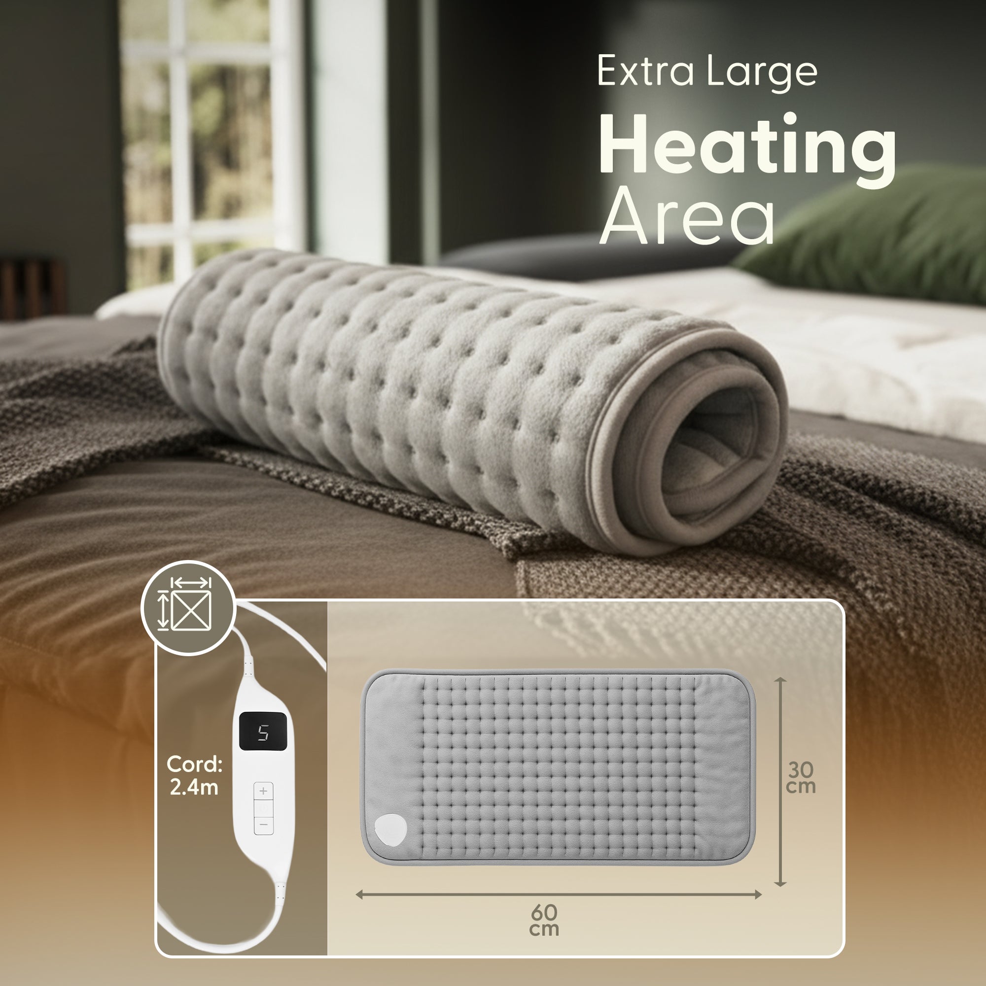 Electric Heating Pad 9 Temp Levels Auto Off