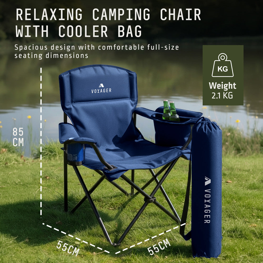 Folding Camping Chairs 2 Pack with Cooler Bag – image 2