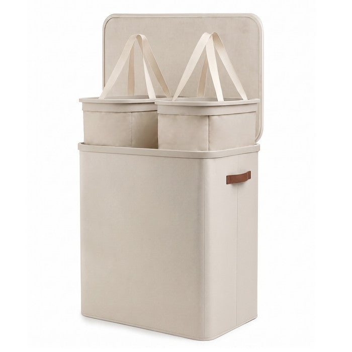 Collapsible Laundry Basket with Lid & Removable Liner