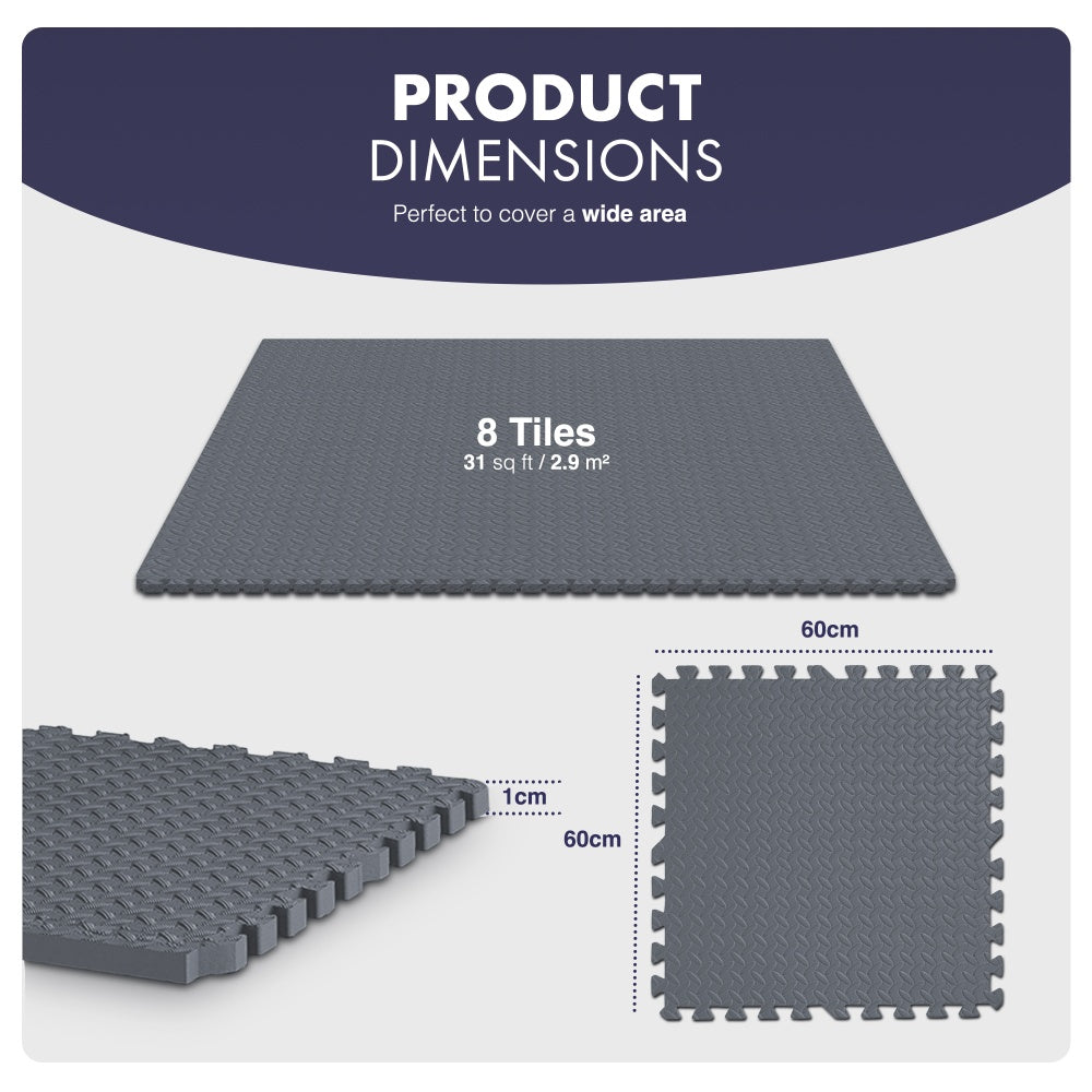 Top-Selling KAYMAN Interlocking Gym Floor Mats – Nonslip EVA Foam Exercise Tiles for Home Workouts, Studio, Weights, Yoga (60x60cm)