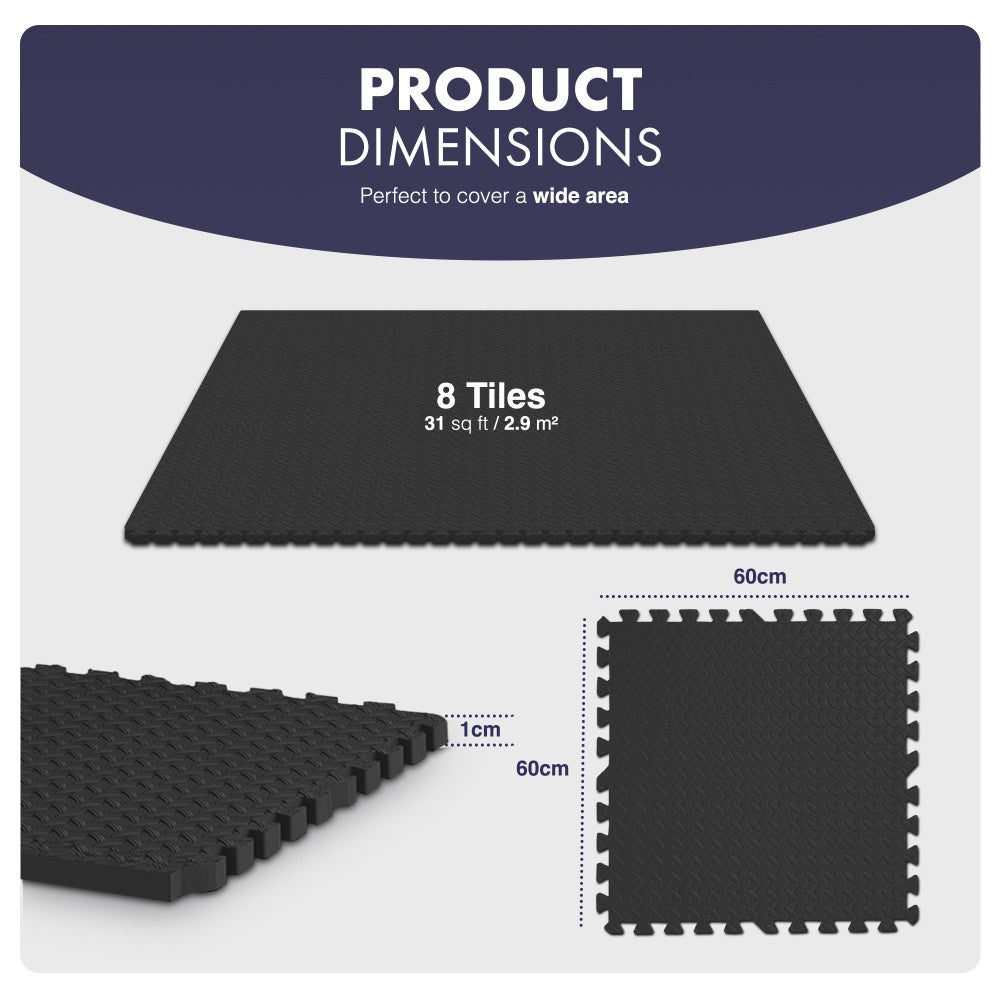 Top-Selling KAYMAN Interlocking Gym Floor Mats – Nonslip EVA Foam Exercise Tiles for Home Workouts, Studio, Weights, Yoga (60x60cm)