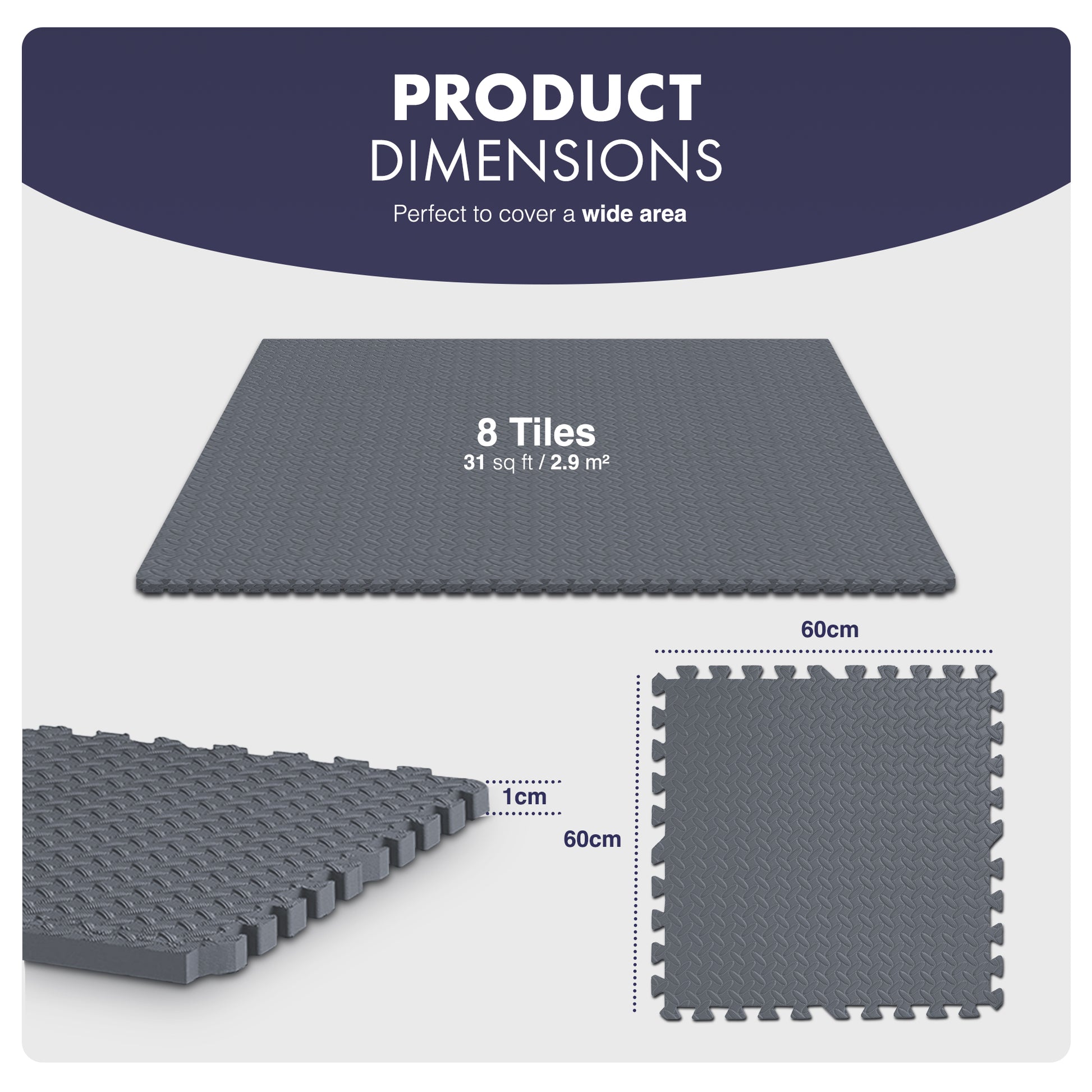 Top-Selling KAYMAN Interlocking Gym Floor Mats – Nonslip EVA Foam Exercise Tiles for Home Workouts, Studio, Weights, Yoga (60x60cm)