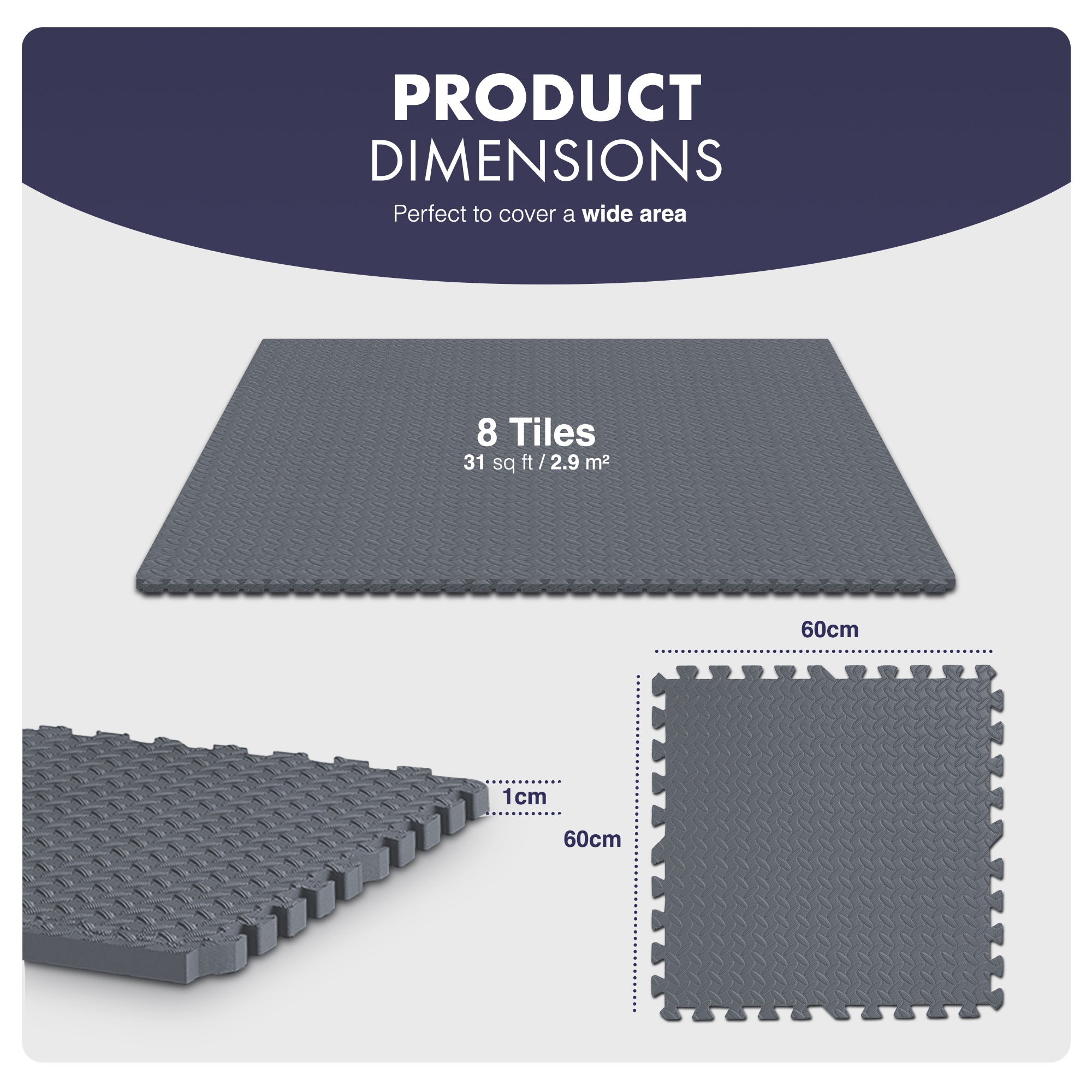 Top-Selling KAYMAN Interlocking Gym Floor Mats – Nonslip EVA Foam Exercise Tiles for Home Workouts, Studio, Weights, Yoga (60x60cm)