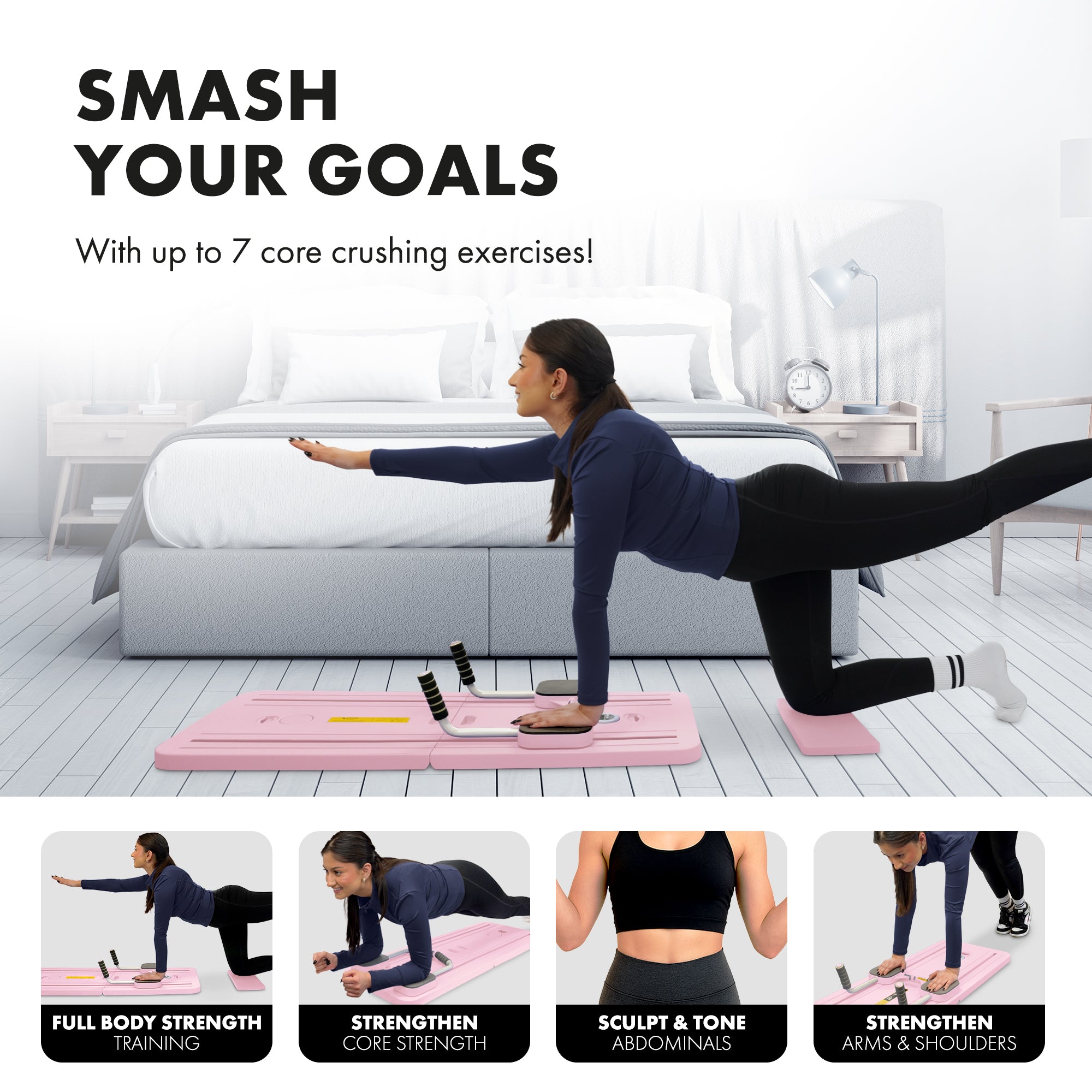 Kayman Pilates Board – Compact Foam & PP Exercise Platform with Auto Rebound – Foldable, Stable & Versatile – Space-Saving Workout Board for Home Gym – 105.7×40.6×6.8cm