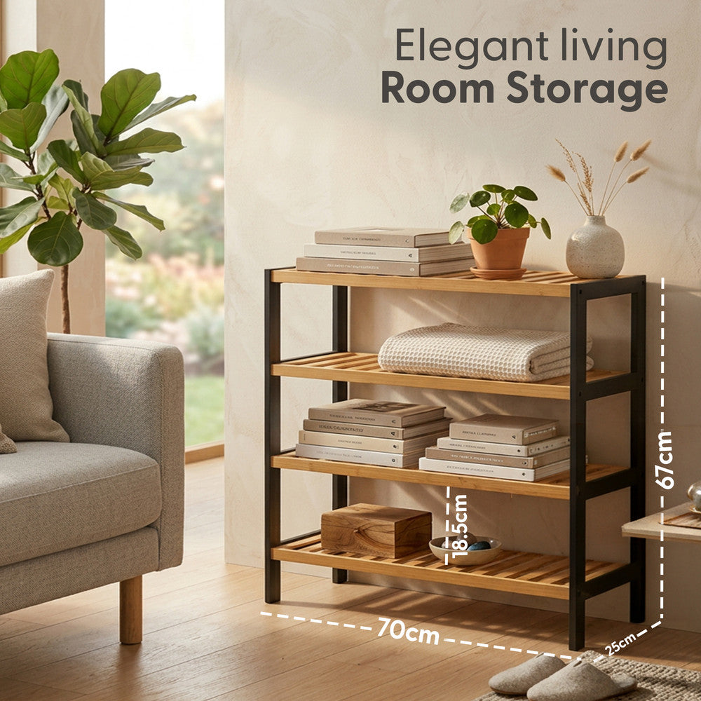 Bamboo Shoe Rack - 4 Tier – image 10