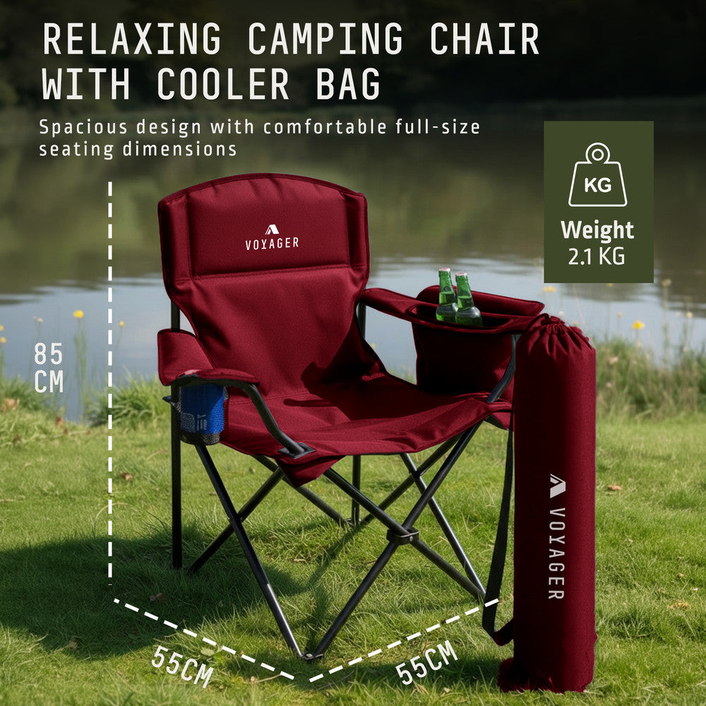 Folding Camping Chairs 2 Pack with Cooler Bag
