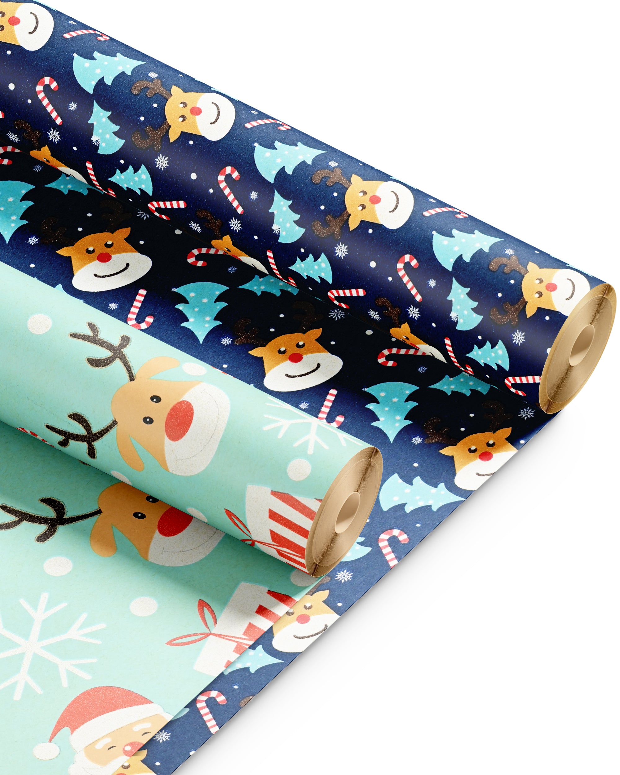 Kraft & Co 2 Pack Christmas Wrapping Paper Roll - Festive Designed Recyclable Kraft Paper, Perfect for Holiday Gifts, Arts & Crafts-Wrapping for a Merry Christmas (44.5cm x 25m)