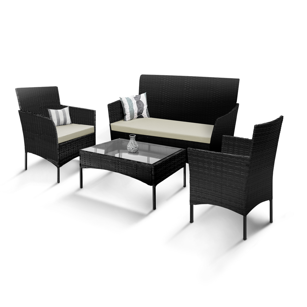 4Piece Rattan Garden Furniture Set Sofa, Chairs & Table UK