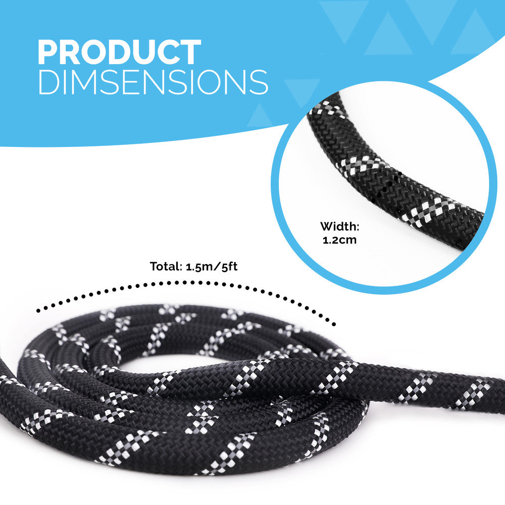 FurDreams 1.5m (5ft) Slip-On Dog Lead – One-Size-Fits-All Leash with Soft Padded Handle, Reflective Threads, and Waste Bag Dispenser – Durable, Weather-Resistant Climbing Rope for Dogs – image 2