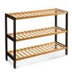 Bamboo Shoe Rack - 3-Tier Wooden Shoe Organiser - UK