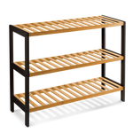 Bamboo Shoe Rack - 3-Tier Wooden Shoe Organiser - UK
