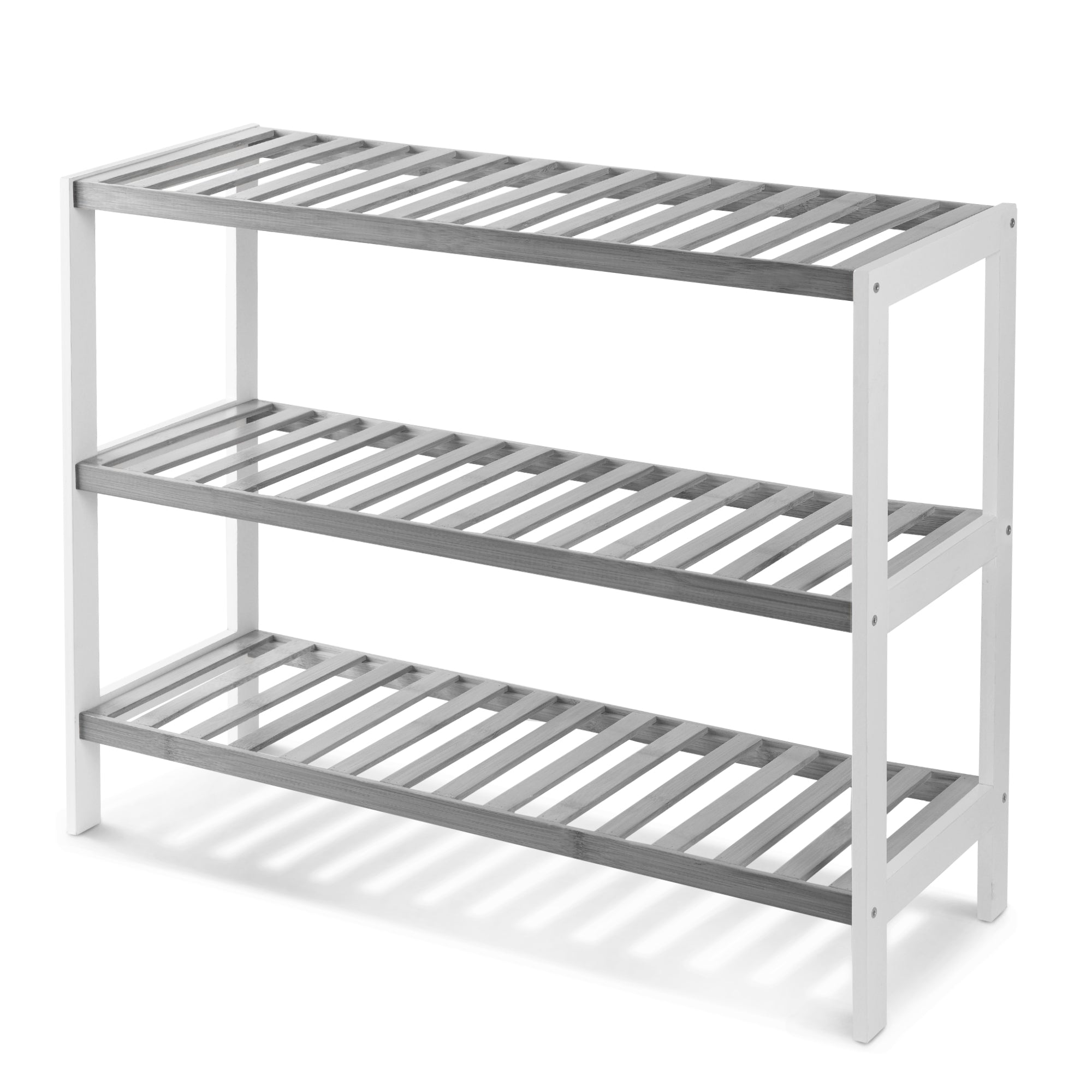 3-Tier Bamboo Shoe Rack - Wooden Shoe Organiser with Large Storage Capacity