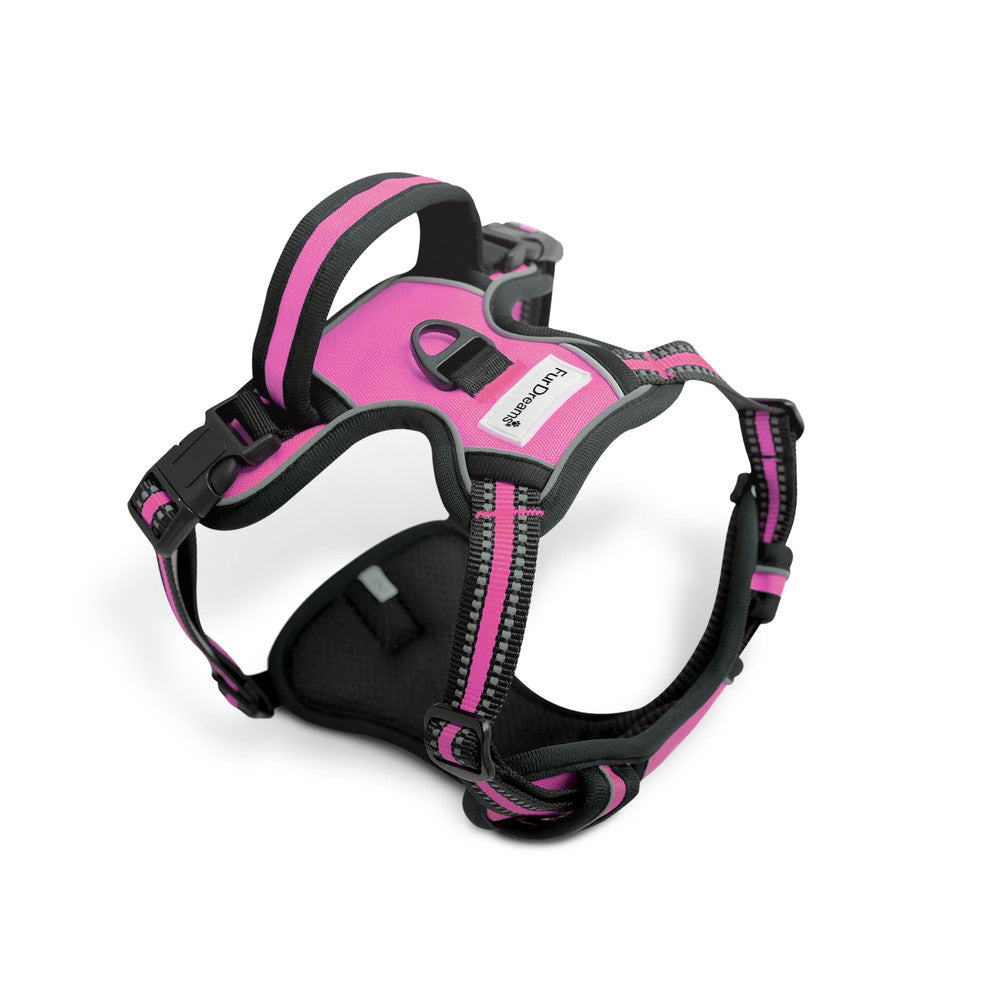 FurDreams Secure Padded Dog Harness – Comfortable No-Choke Vest with Reflective Strips, Non-Restrictive Fit, 4 Adjustable Straps, and Easy Clip-On Design