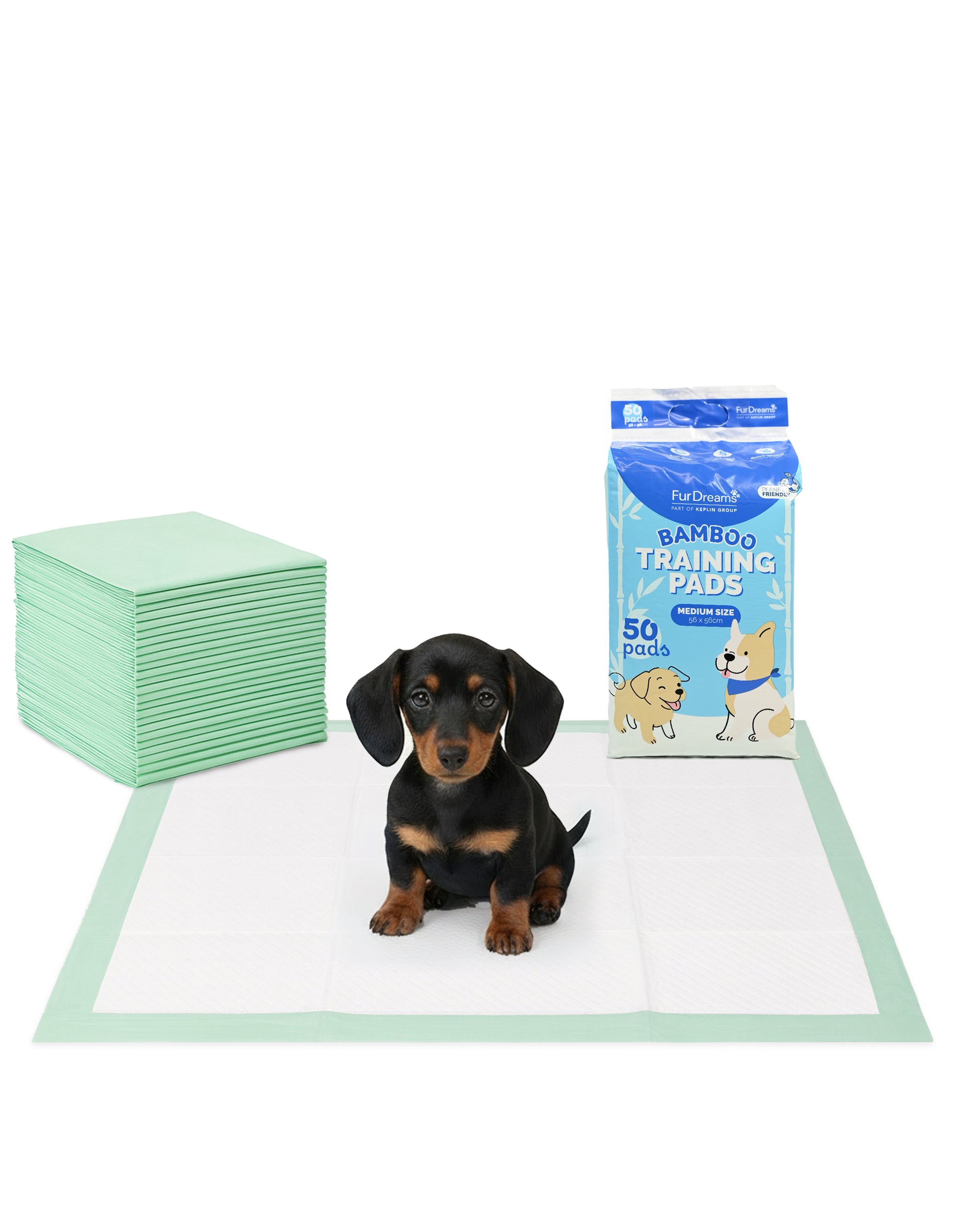 Furdreams Bamboo Puppy Training Pads - 50Pk, Super Absorbent, Odour Locking & Multi-Layered, Leak Proof, Quick Dry, Scented Attractant Disposable Training Mats for Dogs Pee Wee Piddle 50 Sheets