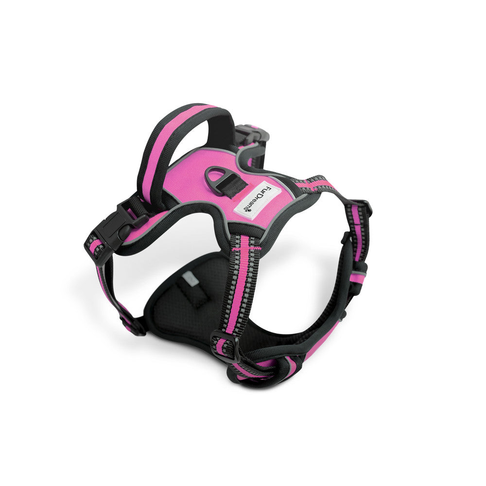 FurDreams Secure Padded Dog Harness – Comfortable No-Choke Vest with Reflective Strips, Non-Restrictive Fit, 4 Adjustable Straps, and Easy Clip-On Design