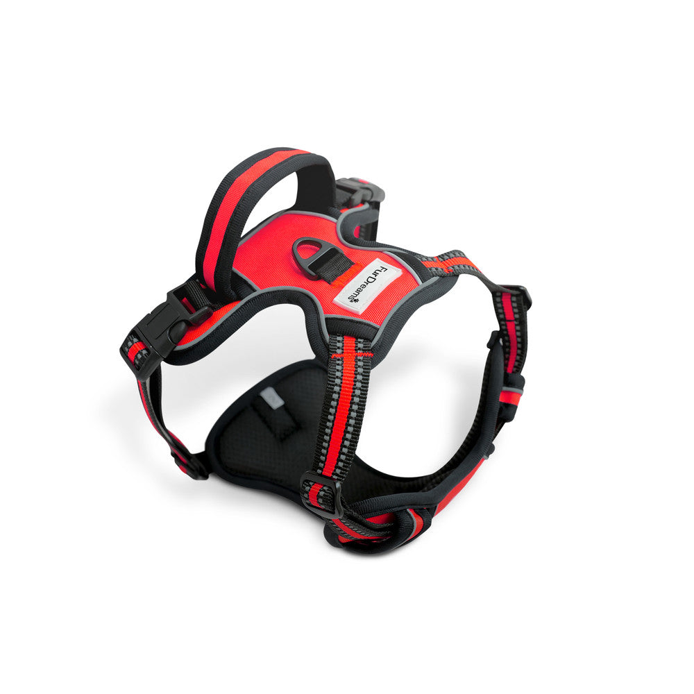 FurDreams Secure Padded Dog Harness – Comfortable No-Choke Vest with Reflective Strips, Non-Restrictive Fit, 4 Adjustable Straps, and Easy Clip-On Design
