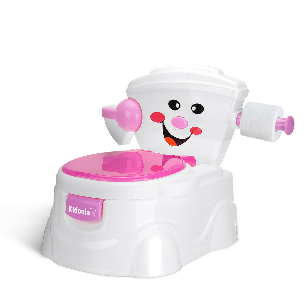 KIDOOLA Pink Potty Training Toilet Seat - Splash Guard & Portable Design for Easy Travel | Fun & Functional Potty Seat for Kids 6 Months to 5 Years