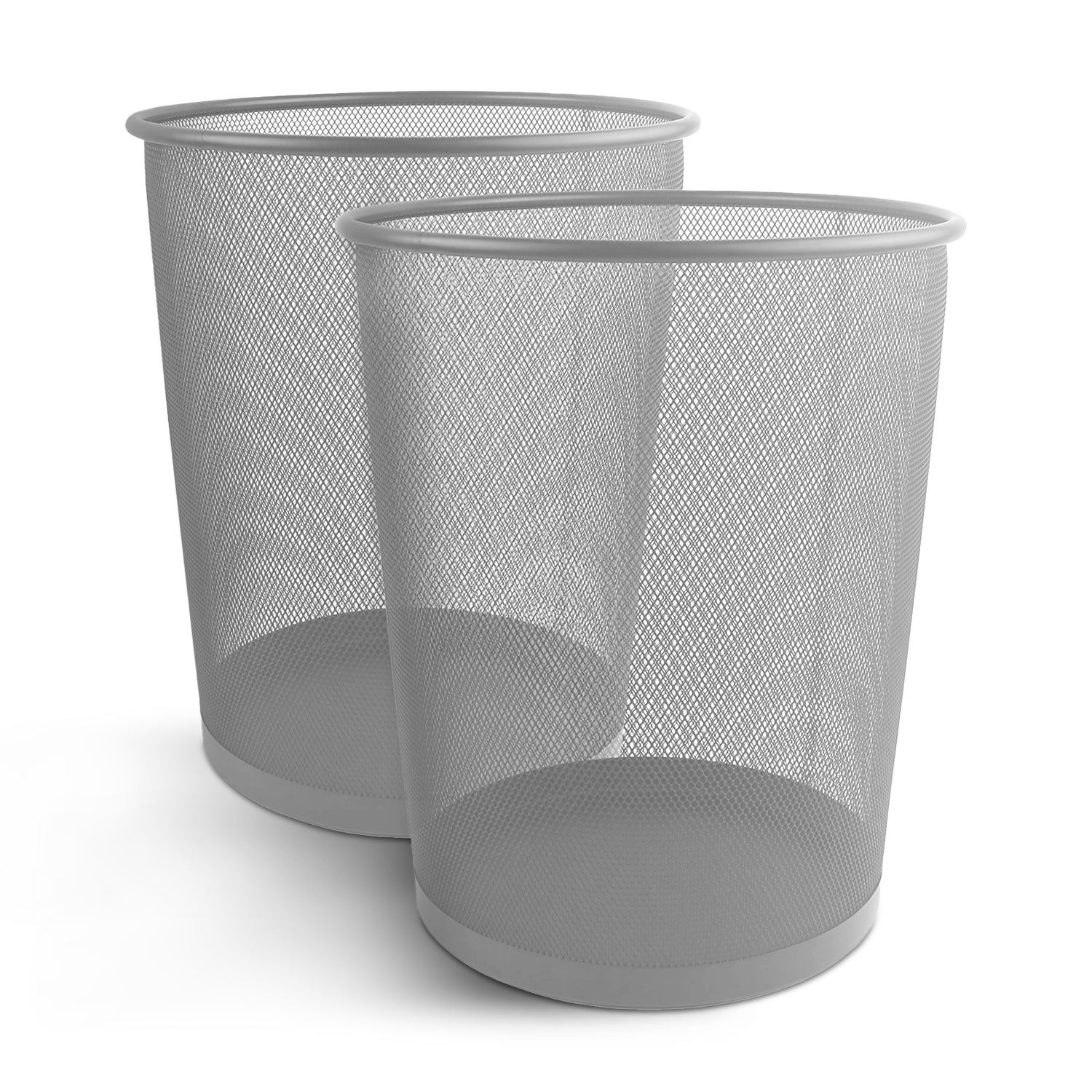 KEPLIN Round Trash Can - Black Non-slip Mesh Bin, Stylish & Sturdy Metal Waste Paper Bin for Home, Bedroom, Office, Bathroom, Living Room & Kitchen - Indoor Garbage Bin with Sleek Design