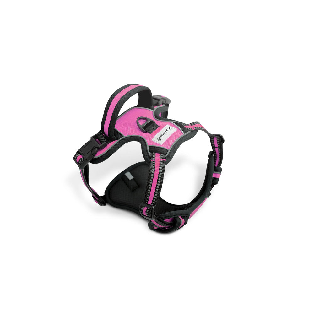 FurDreams Secure Padded Dog Harness – Comfortable No-Choke Vest with Reflective Strips, Non-Restrictive Fit, 4 Adjustable Straps, and Easy Clip-On Design