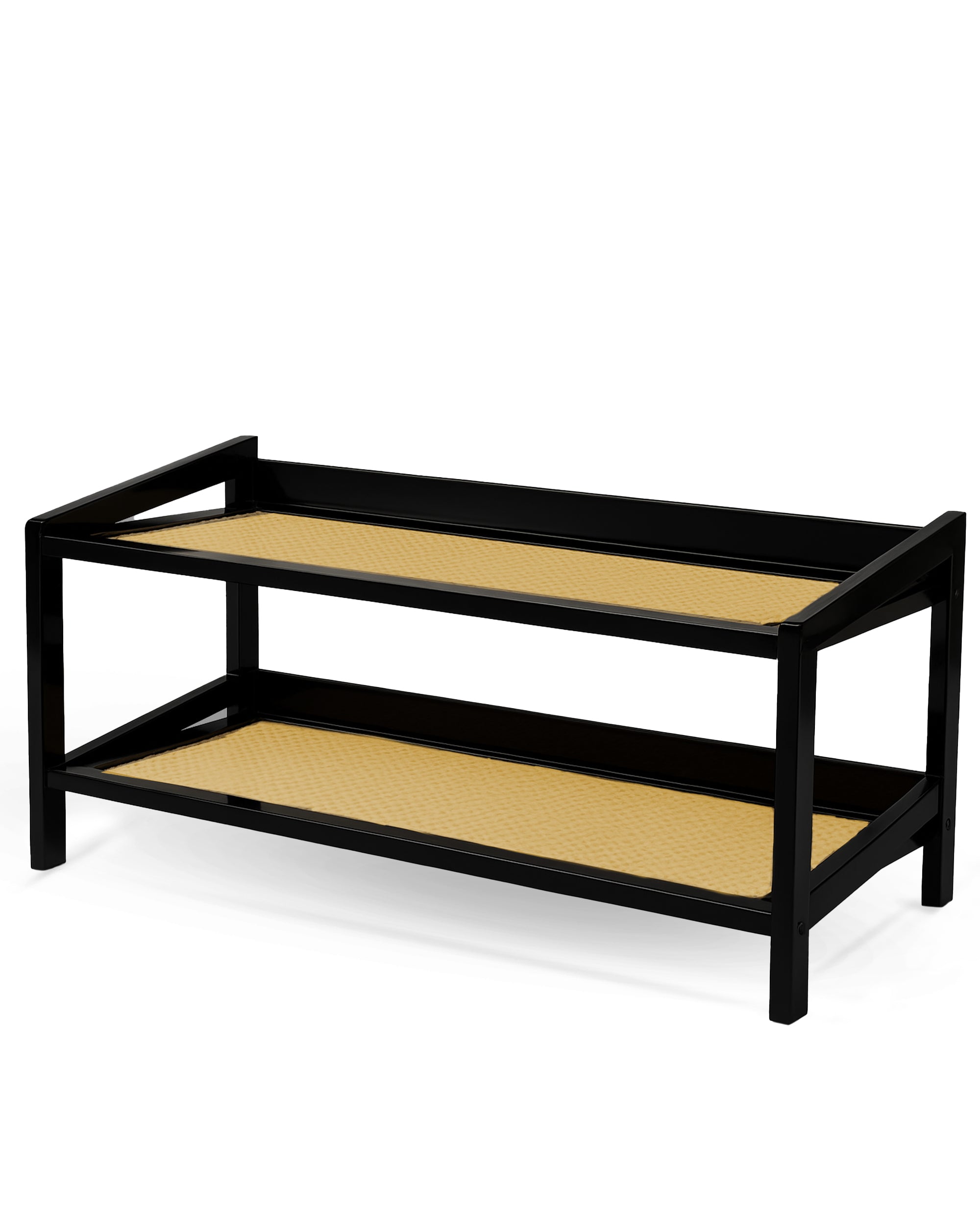 KEPLIN 2/3/4 Tier Bamboo and Rattan Shoe Rack Organiser – Eco-Friendly, Durable, Easy Assembly – Compact Design for Entryway, Closet, or Hallway – Stylish and Functional Storage – Black and Natural