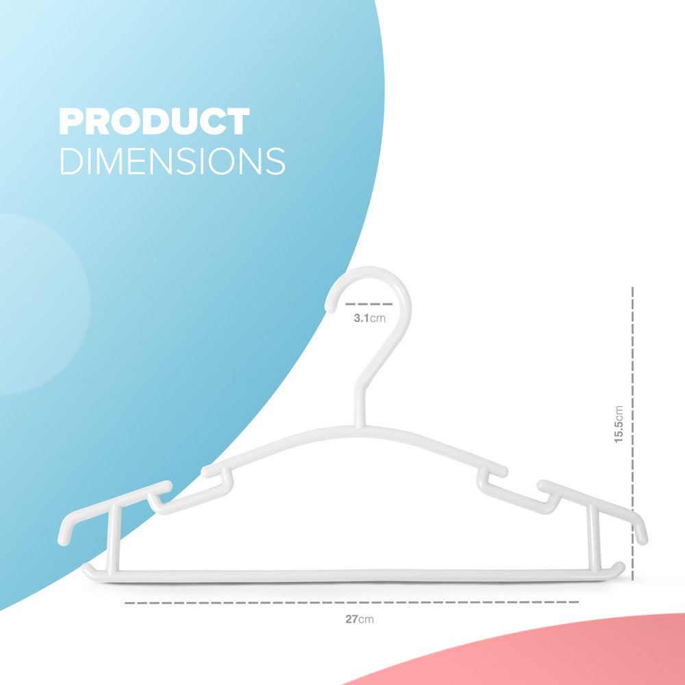 Kidoola 36 Pack Plastic Baby Hangers, Nonslip Nursery Coat Hangers, Space Saving Tubular Hangers, More Storage for Kids Children Clothes Dresses Unisex (27x15cm)