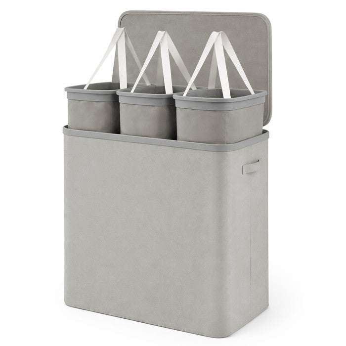 Collapsible Laundry Basket with Lid & Removable Liner
