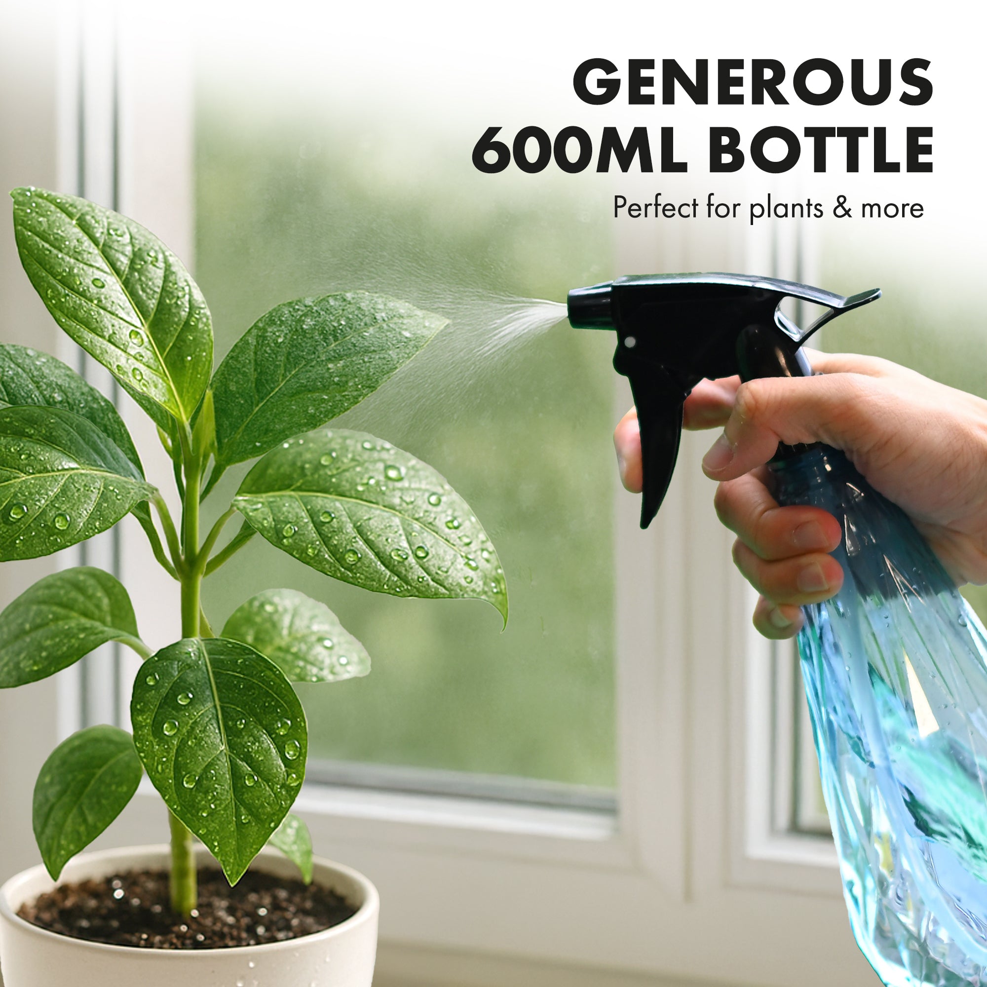 KEPLIN Water Spray Bottles (2 Pack) 600ml – Adjustable Nozzle for Mist & Stream | Reusable & Refillable w/Spray Nozzle | Ideal for Cleaning Kitchen Bath Glass (Grey & Green) (Copy)
