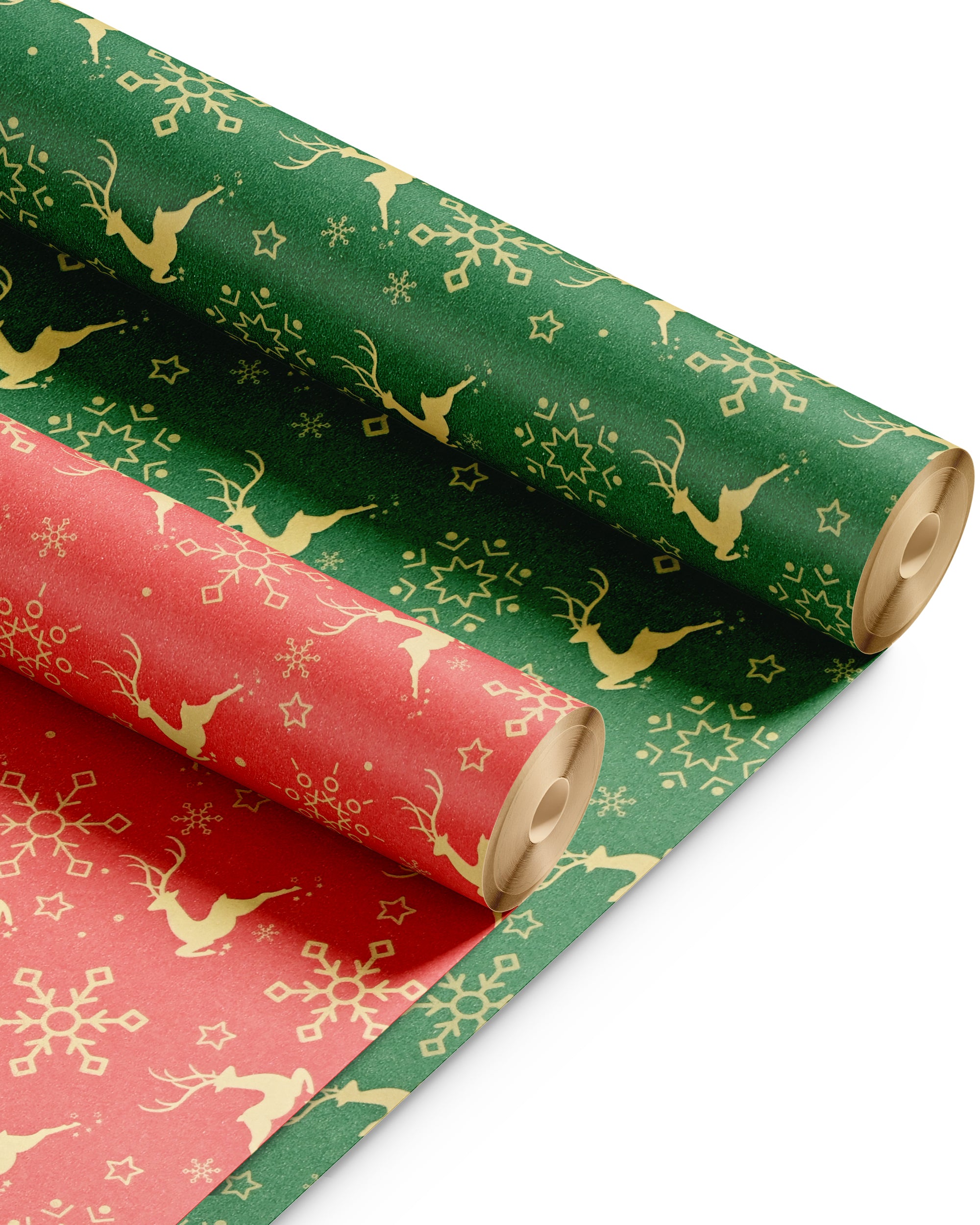 Kraft & Co 2 Pack Christmas Wrapping Paper Roll - Festive Designed Recyclable Kraft Paper, Perfect for Holiday Gifts, Arts & Crafts-Wrapping for a Merry Christmas (44.5cm x 25m)