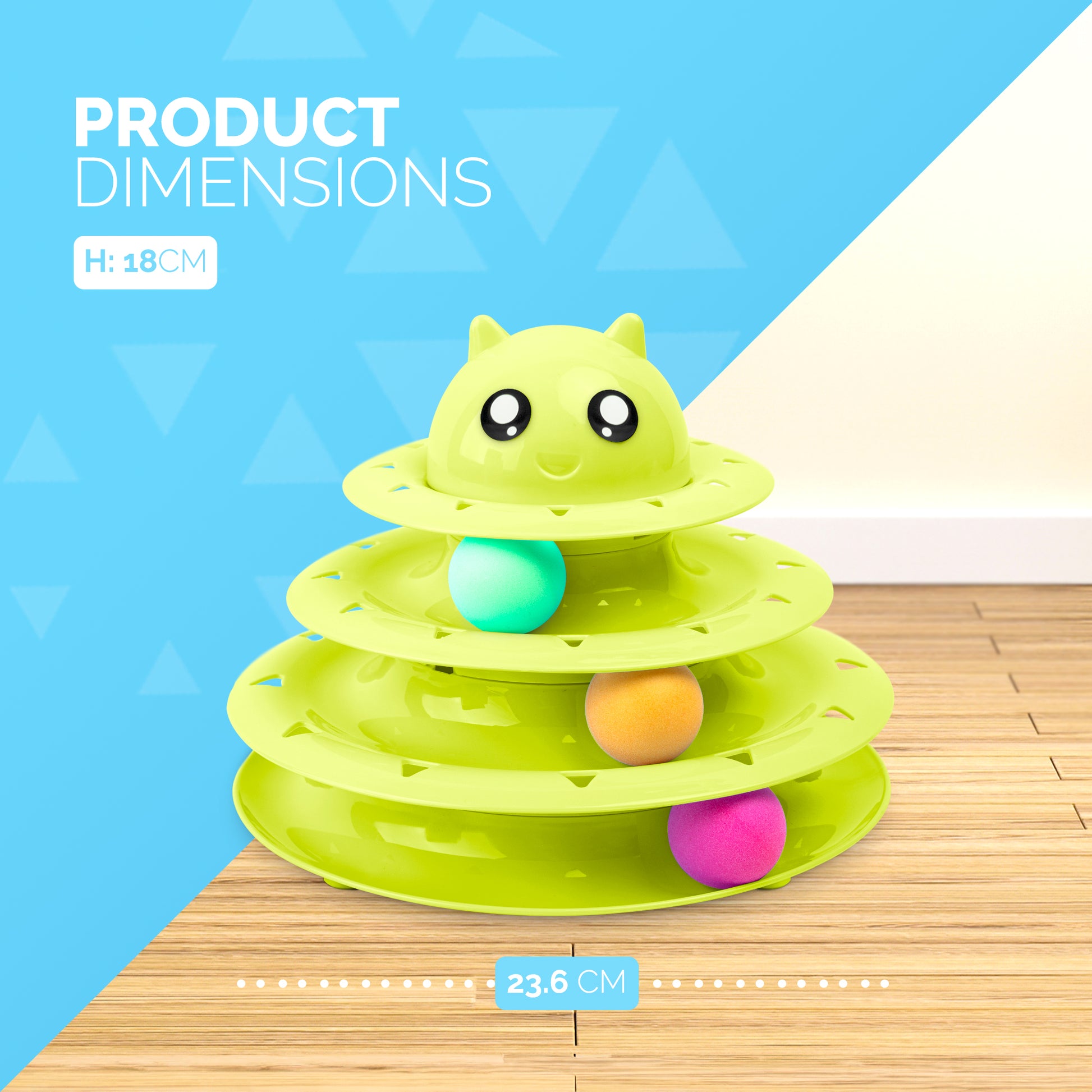 FurDreams Cat Roller Ball Toy Interactive | 3 Tier Tower Fun Cat Ball Toy with 3 Colour Balls | 3 Level Cat Teaser Toy with Cat Play Balls | Cat Puzzle Toy for Exercise and Stimulation – image 9