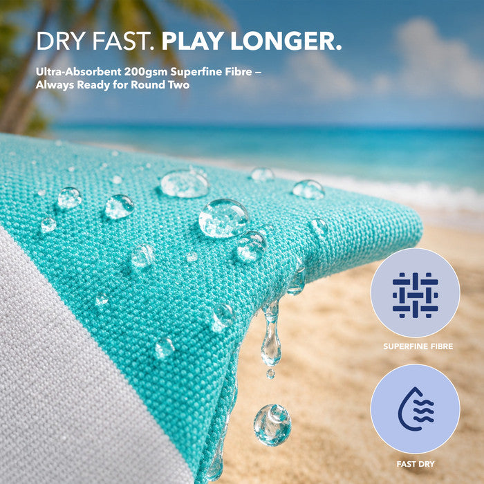 Turquoise lightweight beach towel – fast-drying microfibre for UK holidays