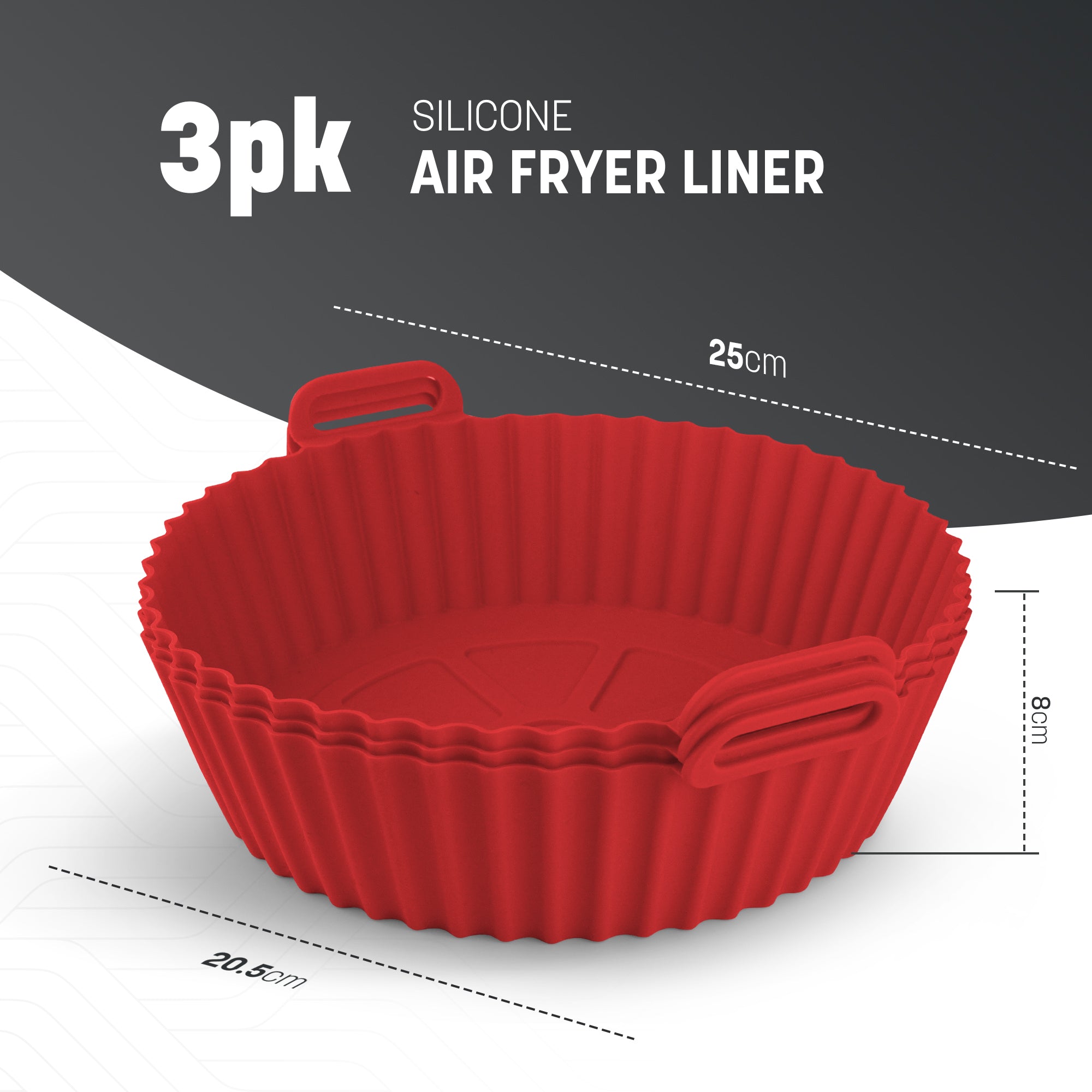Keplin Silicone Air Fryer Liners - 3 Pack Non-Stick Reusable Silicone Liners, Dual & Tower Air Fryers - BPA-Free, Heat Resistant to 230°C, Dishwasher Safe Air Fryer Silicone Liner