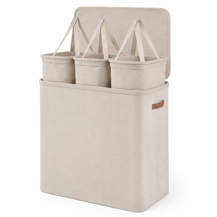 Collapsible Laundry Basket with Lid & Removable Liner