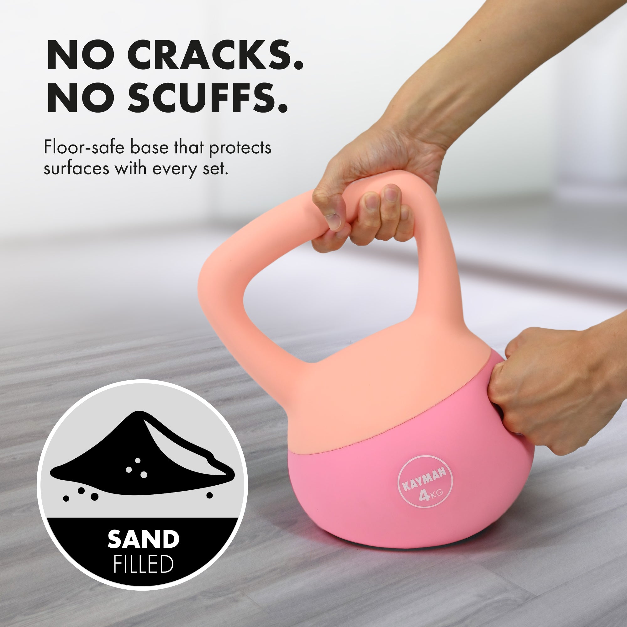 KAYMAN Soft Kettlebell for Home Gym – PVC Coated Weight – Floor Safe Flat Base – Ergonomic Non-Slip Handle – Strength Training, CrossFit, HIIT, Core Workout – Durable Fitness Equipment