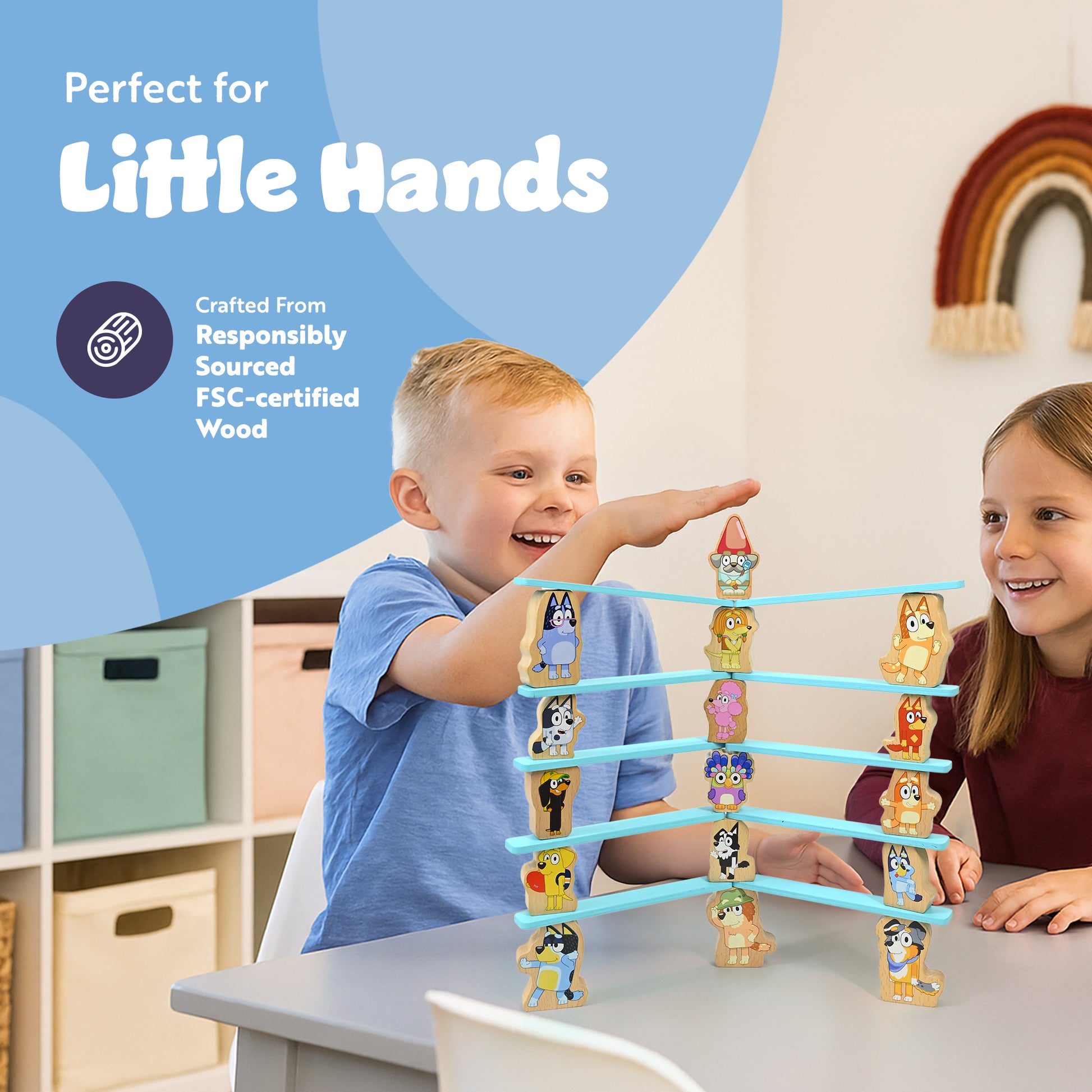 Bluey - Wooden Stacking Game for Kids Age 3+ - Balancing Toy with 16 Characters & 10 Sticks - FSC Certified Wood - Helps Develop Motor Skills - Family Game in Compact Storage Tub – image 2