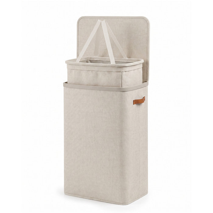 Collapsible Laundry Basket with Lid & Removable Liner