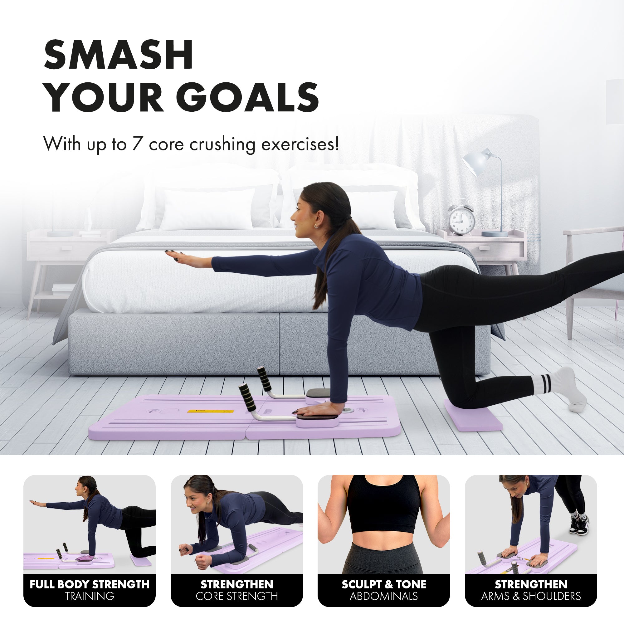 Kayman Pilates Board – Compact Foam & PP Exercise Platform with Auto Rebound – Foldable, Stable & Versatile – Space-Saving Workout Board for Home Gym – 105.7×40.6×6.8cm
