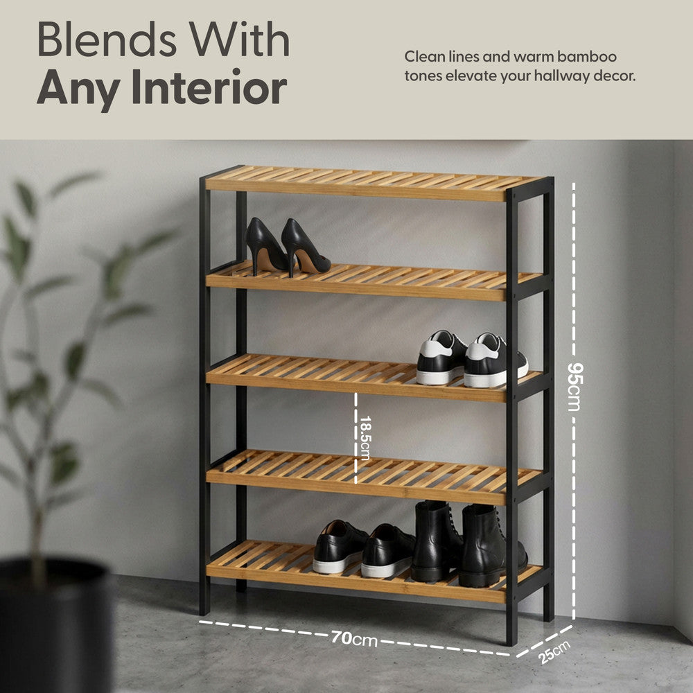 Bamboo Shoe Rack - 5 Tier – image 10