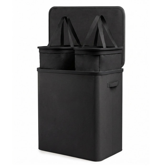 Collapsible Laundry Basket with Lid & Removable Liner