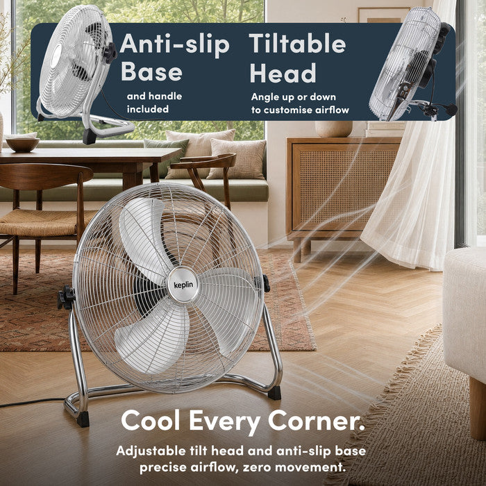 Chrome 20 inch high velocity fan 120W motor detail