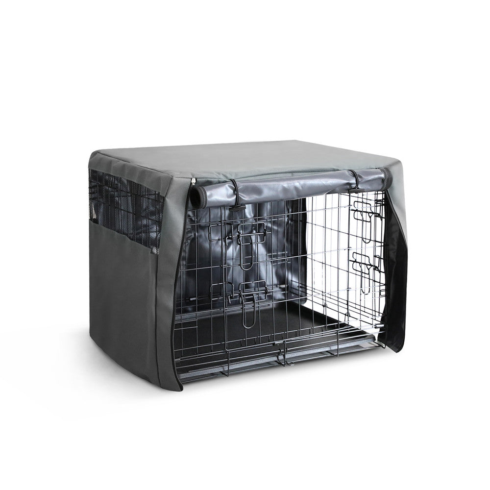 FurDreams Premium 42-Inch Dog Crate Cover – Polyester with PVC Coating, Rolling Doors & Breathable Mesh Windows – Easy Installation, Machine Washable – Ideal for Puppy Trainin